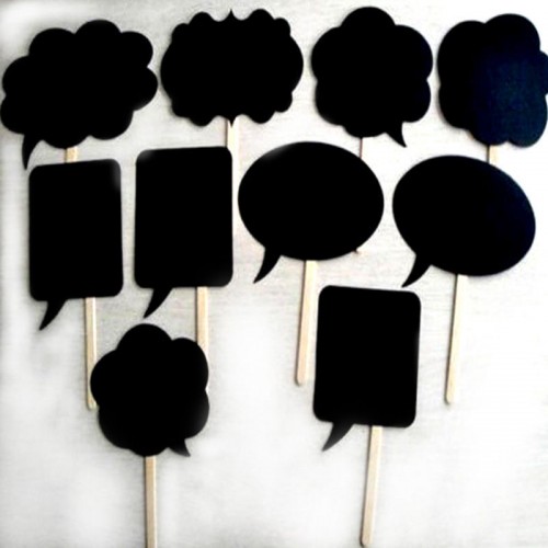 NEW - 10 pcs DIY Prop Wedding Birthday Party Black Card Chalkboard Stick A