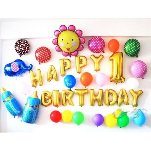 SHINE - Foil Balloons Gold Happy Birthday Balloons Letter Balls Birthday Party Decorations