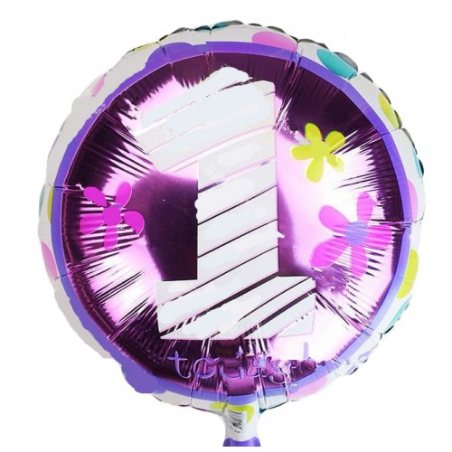 OURLOVE - Digital One Round Aluminum Balloon Birthday Party Decoration Purple