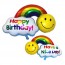 SHINE - Foil Balloons Double Side Happy Birthday Wedding Decoration Large Size Smile Face Rainbow