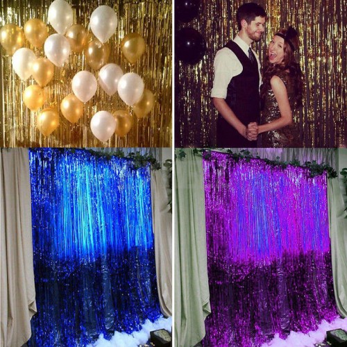 KDEAM - Metallic Fringe Curtain Party Foil Tinsel Room Decor Door