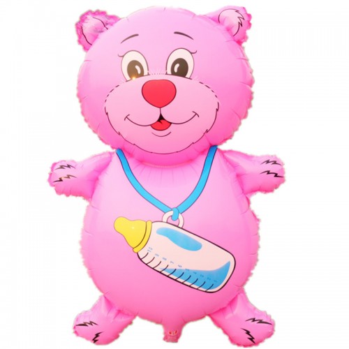 OURLOVE - Ultralarge Baby Milk Bottle Bear Foil Balloons Cartoon Decoration Pink