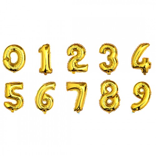 SHINE - Number Aluminum Foil 0-9 Helium Balloons Birthday Wedding Party Decoration Celebration Supplies Gold