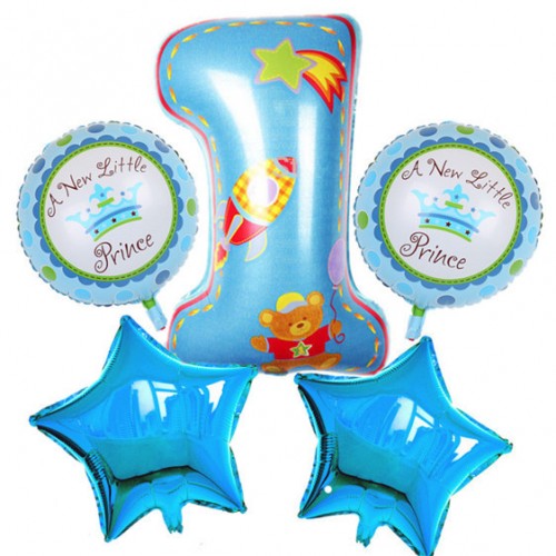 SHINE - Happy Birthday Decoration Number 1 Blue Baloon Helium Foil Balloons