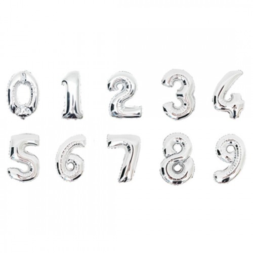 SHINE - Number Aluminum Foil 0-9 Helium Balloons Birthday Wedding Party Decoration Celebration Supplies Silver