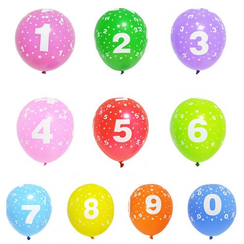 OURLOVE - 0 To 9 Birthday Number Round Balloon Full Party 12inch