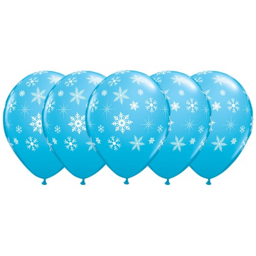 OEM - 5Pc Snowflakes & Sparkles 12 Latex Balloons Blue