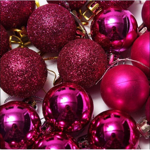 LX - Christmas Tree Decorations Baubles Tree Hanging Home Rose Red