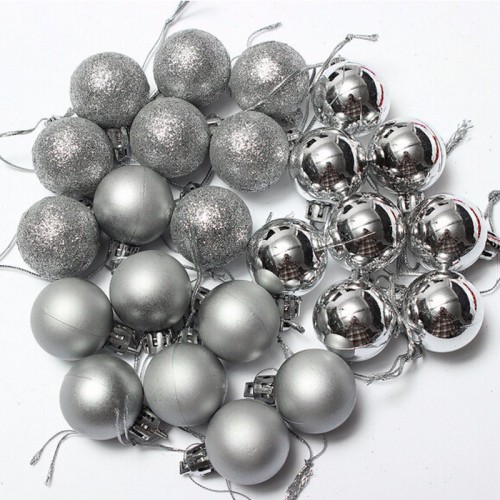 LX - Christmas Tree Decorations Baubles Tree Hanging Home Silver