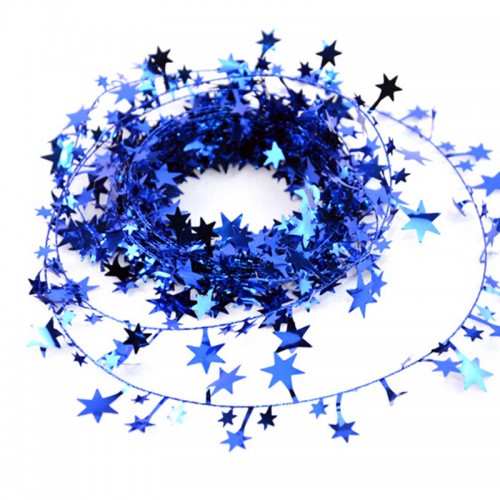 LX - Christmas Tree Hanging Star Pine Garland Christmas Decoration Ornament Blue