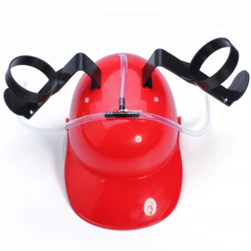 DREAMY - Beer Wine Drinking Helmet Hard Hat Game Drink Party Dispenser Carnival Tool Red