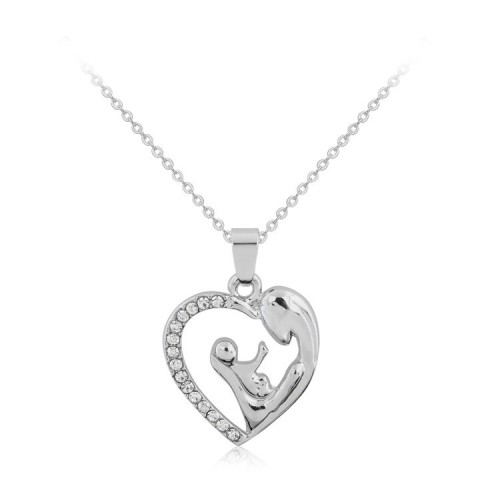 OEM - Gift Mother Daughter Family Love Rhinestone Heart-Shaped Pendant Necklace For Mom