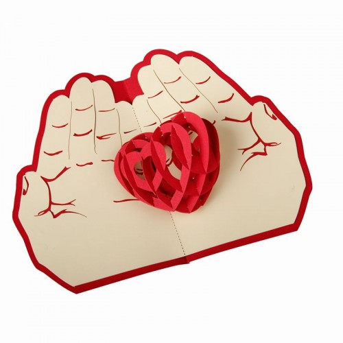 OEM - Love In The Hand 3D Laser Cut Pop Up Paper Holiday Handmade Greeting Gifts