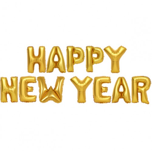 OURLOVE - 16 Inch 40cm Capital Letter Happy New Year Set Foil Mylar Helium Balloons