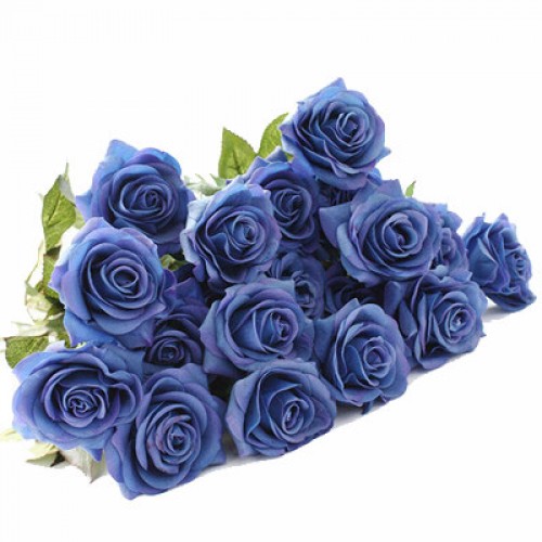 OURLOVE - 10 Heads Rose Artificial Flowers Silk Flowers Floral Home Wedding Party Garden Bridal Hydrangea Decoration Blue