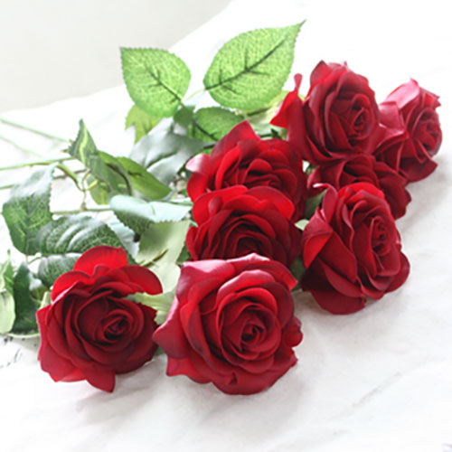 OURLOVE - 10 Heads Rose Artificial Flowers Silk Flowers Floral Home Wedding Party Garden Bridal Hydrangea Decoration Red