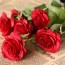 OURLOVE - 10 Heads Rose Artificial Flowers Silk Flowers Floral Home Wedding Party Garden Bridal Hydrangea Decoration Red