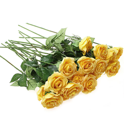 OURLOVE - 10 Heads Rose Artificial Flowers Silk Flowers Floral Home Wedding Party Garden Bridal Hydrangea Decoration Yellow