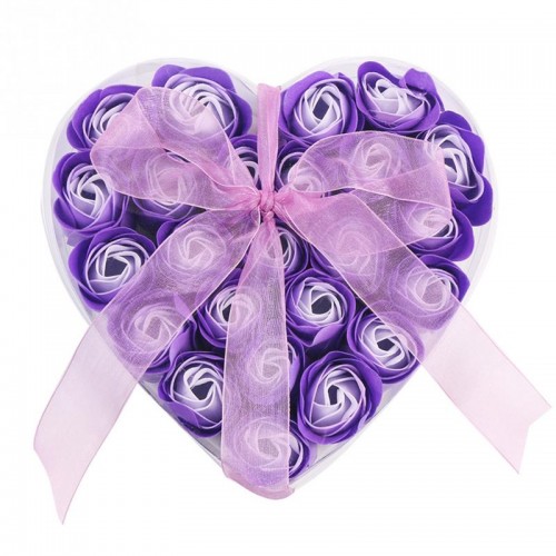 CRYSTAL - Love Heart Box Bath Valentines Wedding Rose Scented Bubble Purple