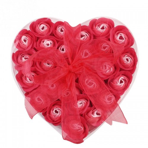 CRYSTAL - Love Heart Box Bath Valentines Wedding Rose Scented Bubble Red