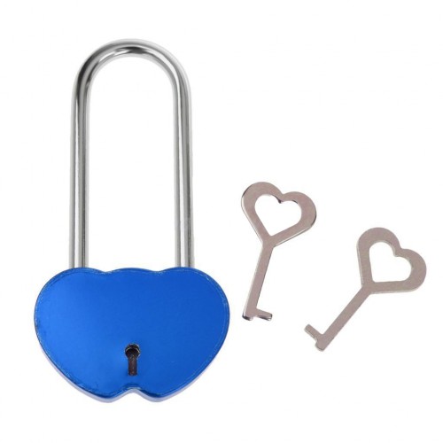 OEM - Padlock With Two Keys Lock Heart Love Couple Blue