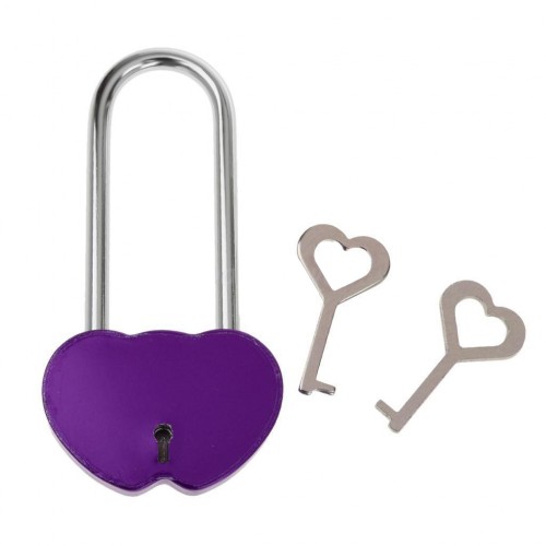 OEM - Padlock With Two Keys Lock Heart Love Couple Purple