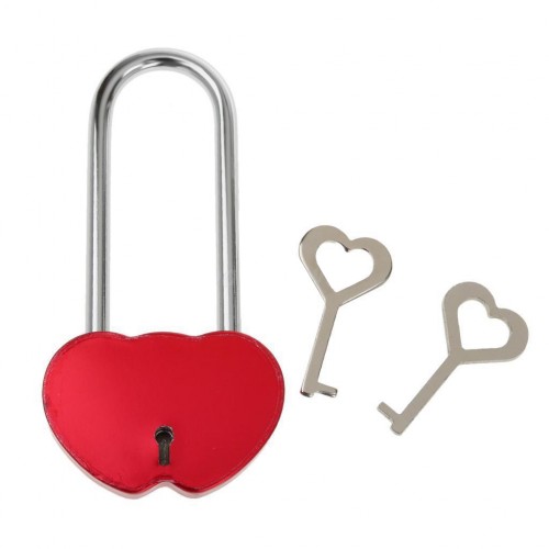 OEM - Padlock With Two Keys Lock Heart Love Couple Red