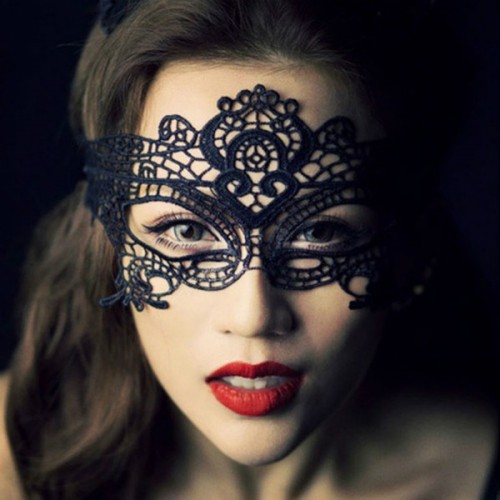 OEM - Black Sexy Lady Lace Mask Cutout Eye Mask For Masquerade Party Fancy