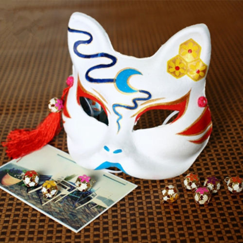 MABOOBIE - Itmhalf Face Fox Hand Painted Kitsune Paper Halloween Costume Carnival Party Mask 1