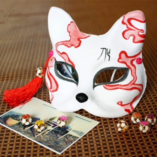 MABOOBIE - Itmhalf Face Fox Hand Painted Kitsune Paper Halloween Costume Carnival Party Mask 2