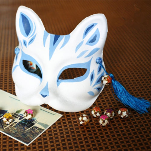 MABOOBIE - Itmhalf Face Fox Hand Painted Kitsune Paper Halloween Costume Carnival Party Mask 3