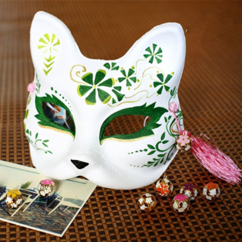 MABOOBIE - Itmhalf Face Fox Hand Painted Kitsune Paper Halloween Costume Carnival Party Mask 4