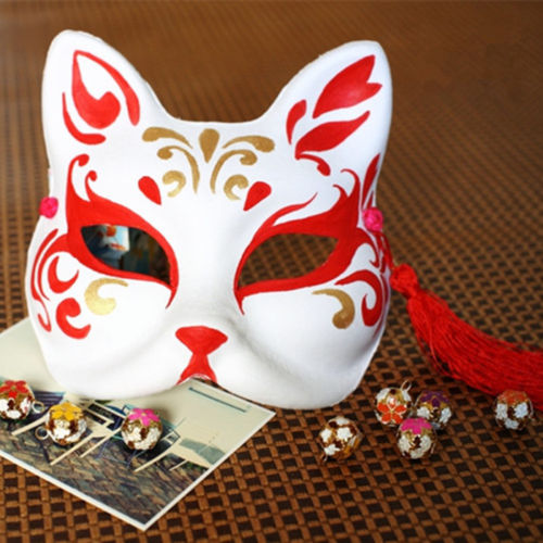 MABOOBIE - Itmhalf Face Fox Hand Painted Kitsune Paper Halloween Costume Carnival Party Mask 5