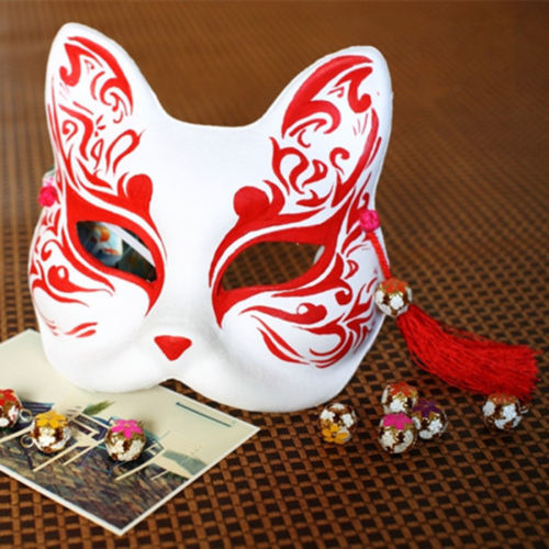 MABOOBIE - Itmhalf Face Fox Hand Painted Kitsune Paper Halloween Costume Carnival Party Mask 6