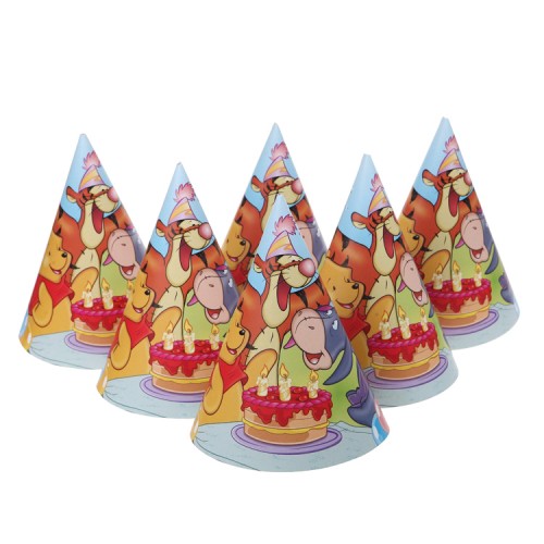 OEM - 6 Pcs Happy Birthday Party Decoration Winnie The Pooh Cartoon Hat