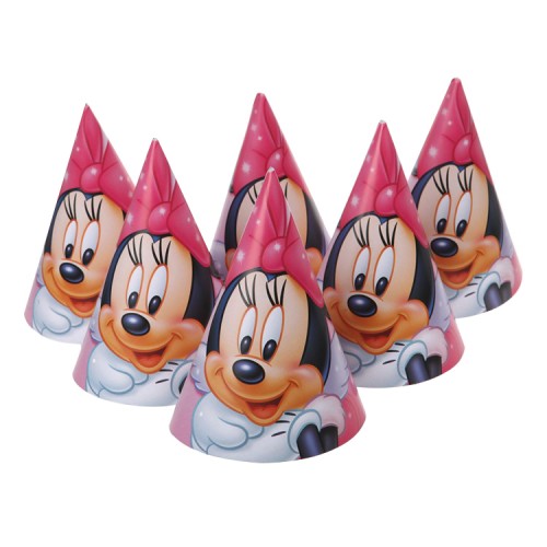 OEM - 6 Pcs Minnie Mouse Cartoon Pattern Birthday Paper Hat Kids Party Supplies