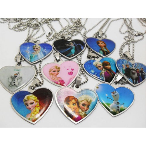 KDEAM - 10pcs HEART shape Frozen Pendant Necklaces Children Party