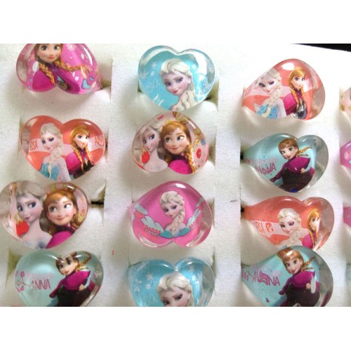 KDEAM - 30 kids party anna elsa resin Rings Jewelry lots wholesale