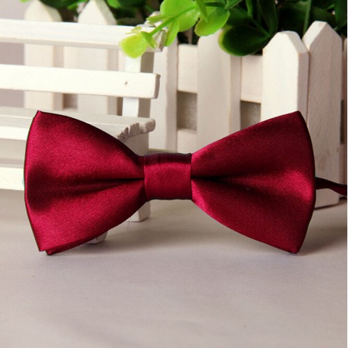 KDEAM - Boys Solid Bowtie Pre Wedding Party satin bow tie Red