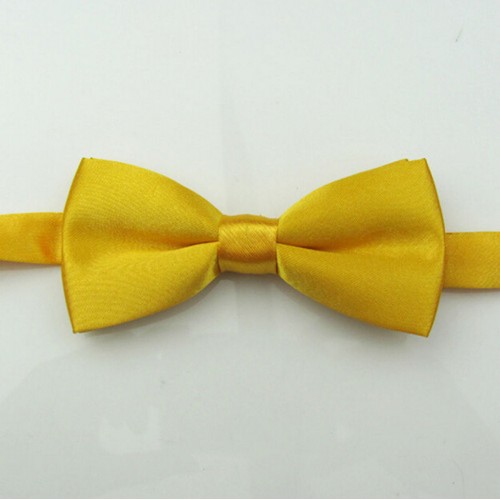 KDEAM - Boys Solid Bowtie Pre Wedding Party satin bow tie Yewllow