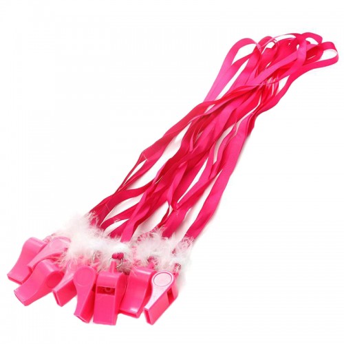 OEM - 10 Pcs Arrived Plastic Whistle Lanyard Pink Party Supplies