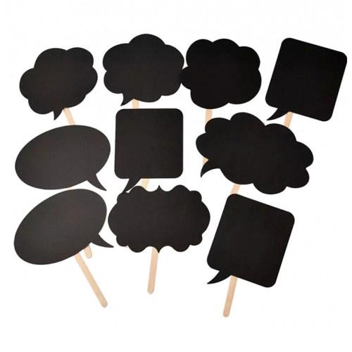 OEM - 10 Pcs Photo Booth Prop DIY Bubble Speech Chalk Board Wedding Party