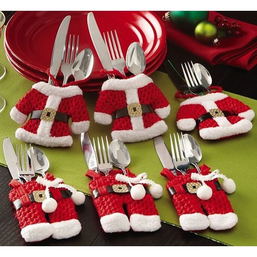 LX - 1 Set Christmas Table Decor Silverware Cutlery Tableware Holder Pocket Santa