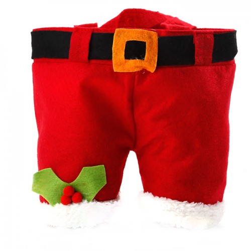 LX - Cute Christmas Decoration Holiday Party Xmas Santa Pants Candy Gift Bag Wine Bag