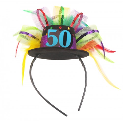 OEM - Happy Birthday Headband Celebration Colorful Feather Child Adult Hat Shape 50