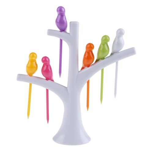 OEM - Party Supplies Fruit Dessert Cake Decor Tree Bird Plastic Salad Forks