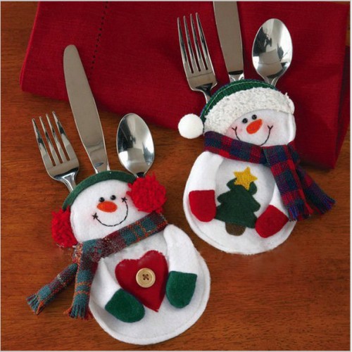 LX - Snowman Christmas Xmas Silverware Tableware Dinner Party Decor Cutlery Holder