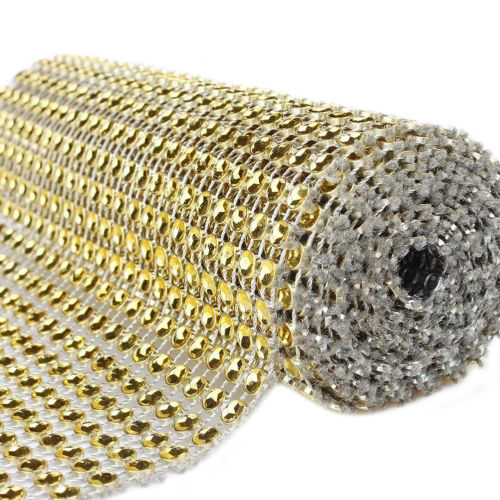 easyshopping66us - Yard Fascinating Mesh Sparkle Ribbon Party Decor Golden