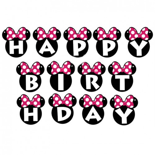 LX - Minnie Mouse Party Bunting Per Bunting Party Favors Happy Birthday Decoration