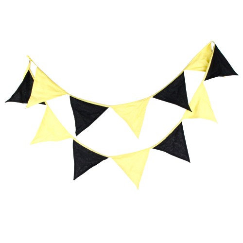 OEM - 3.2m 12flags Fabric Bunting Party Decoration Black And Yellow